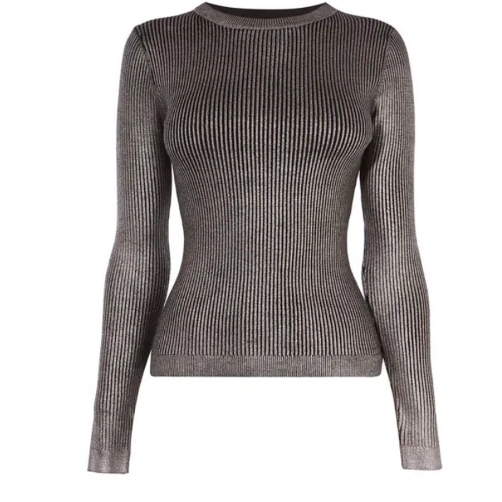 Shimmering Silver Long Sleeve Top